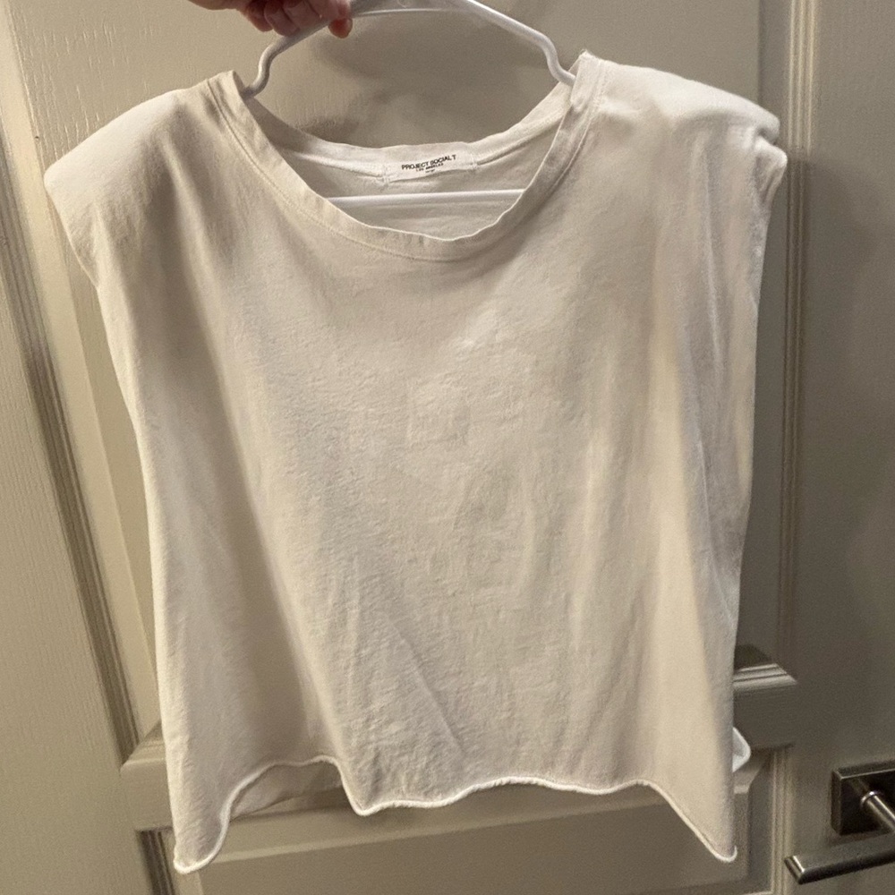 Project Social T LARGE Shoulder Pad Muscle Tank - White